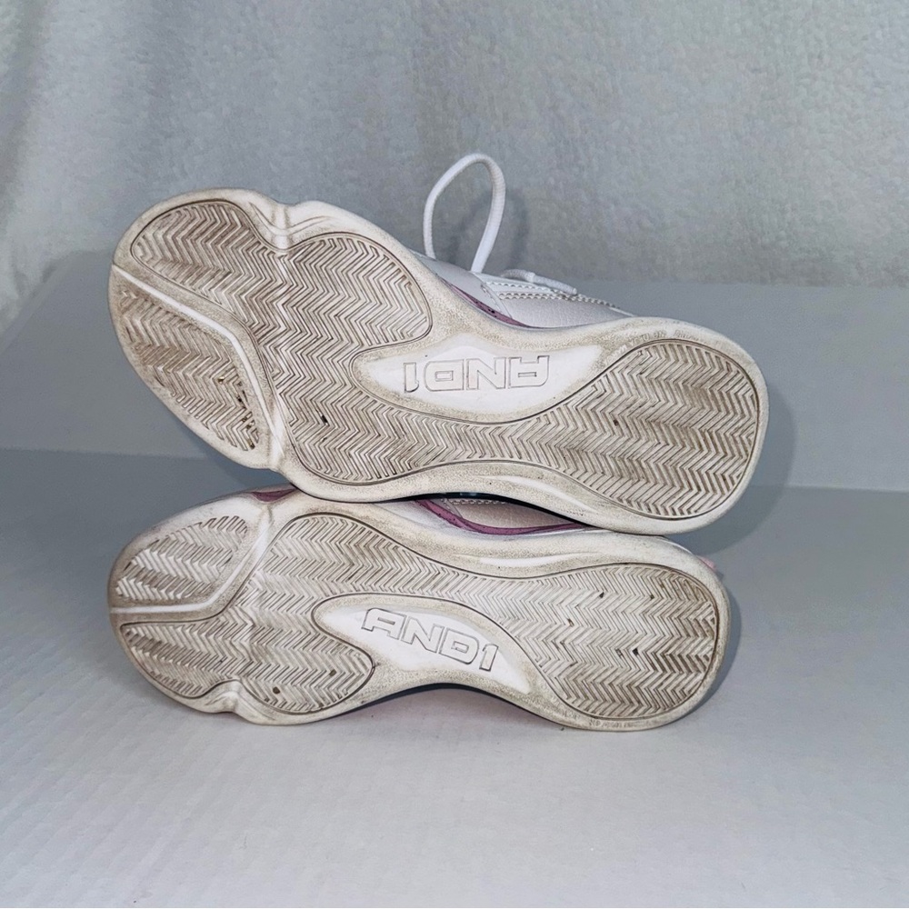 And1 big girls high-top basketball shoes, pink, gray & white - Picture 7 of 9